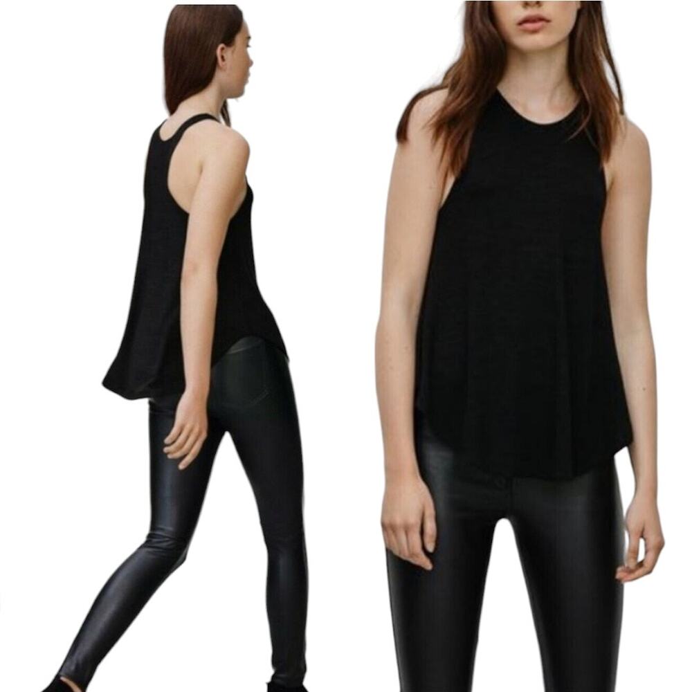 Wilfred Free Aritzia Burnette Swing Flowy Racerback Basic Tank Top Black Small